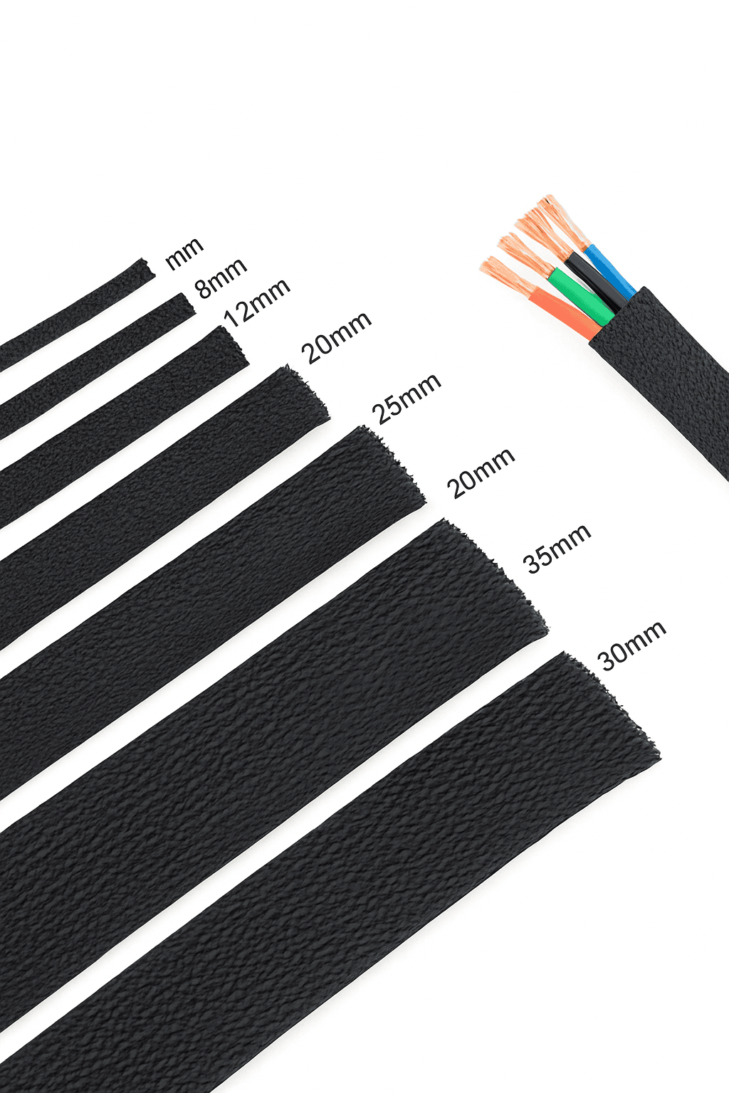 Black Insulated Braid Sleeving for Cable Protection-5m / 8mm