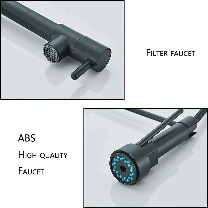 Black Kitchen Faucet Pull-Down Hot & Cold Mixer-Brushed Nickel / United States