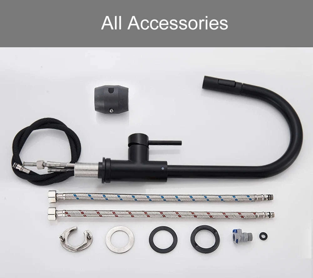 Black Kitchen Faucet with Pull-Out Dual-Function Spray-Brushed Gold / Poland