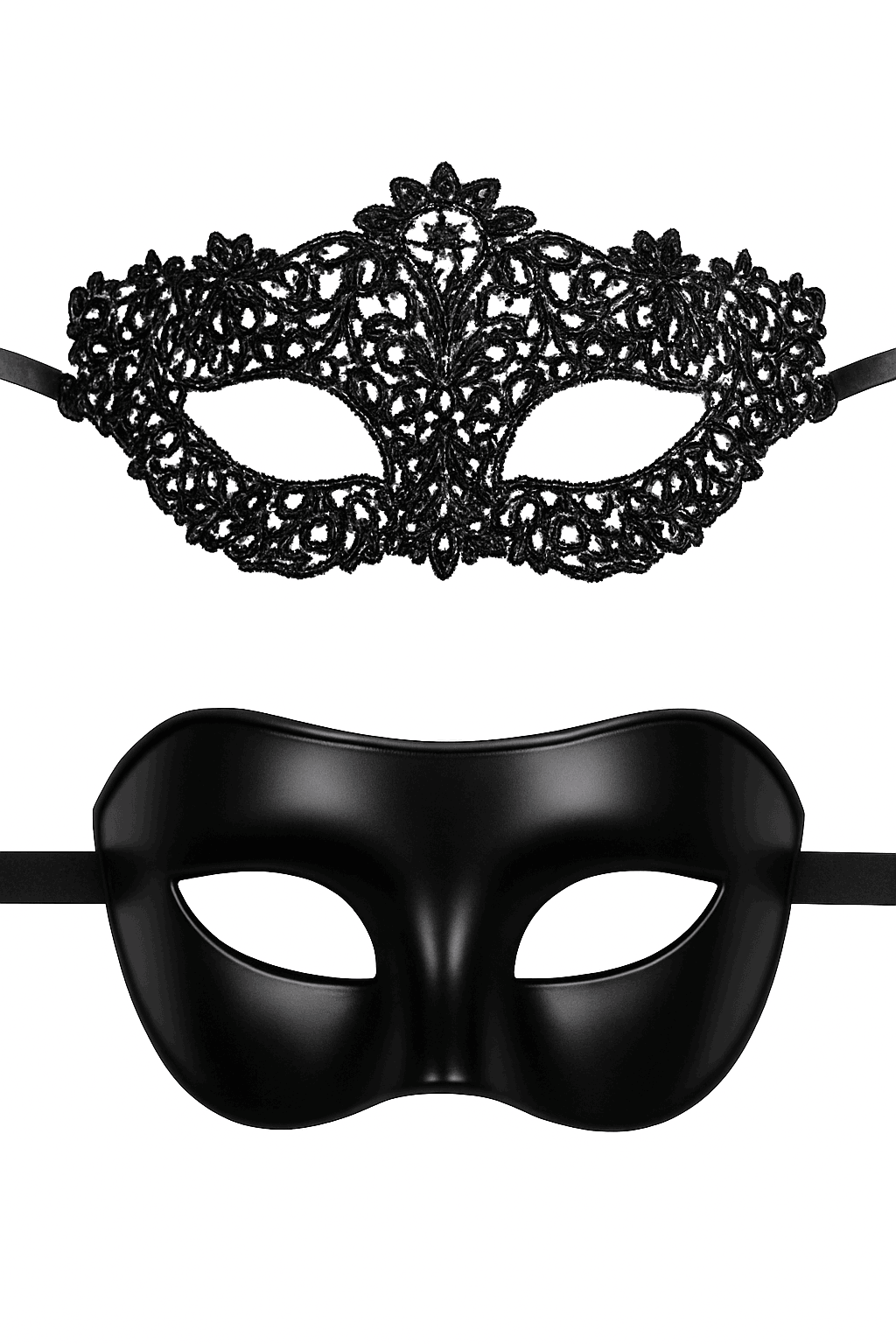 Black Lace Masquerade Mask Set for Couples-Mens style