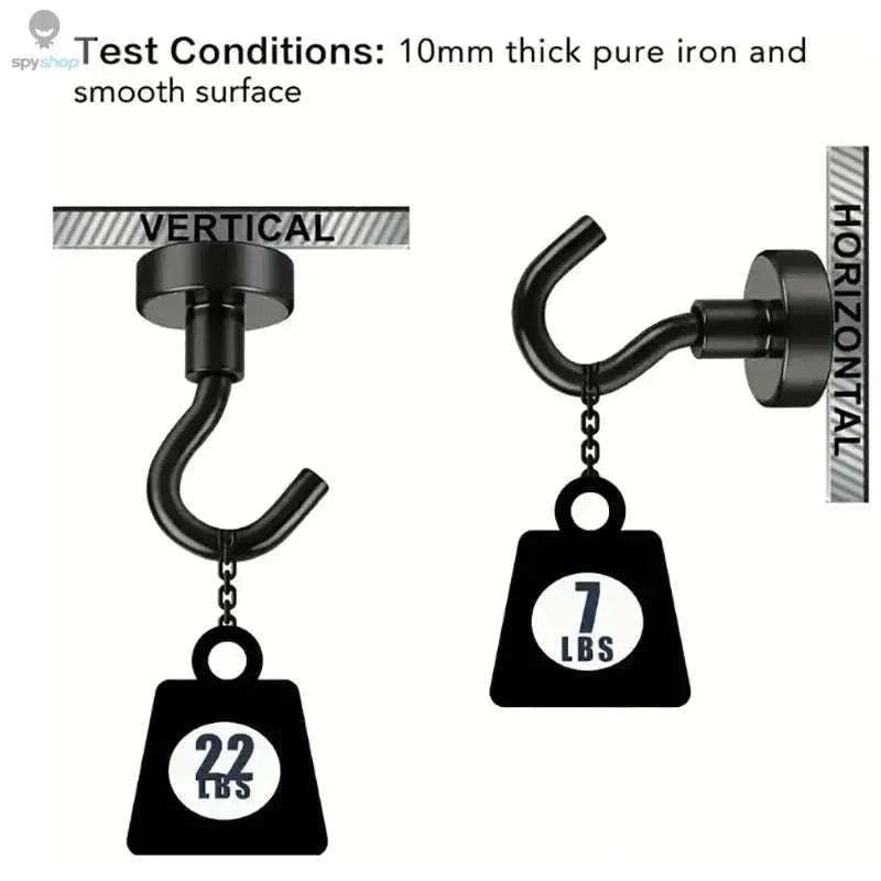 Black Magnetic Hooks, 15 lb Hold for Home, Office, and Garage-6PCs