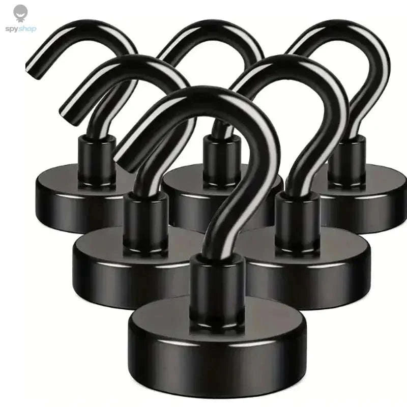 Black Magnetic Hooks – Strong 15 lb Hold for Home, Office, and Garage-6PCs