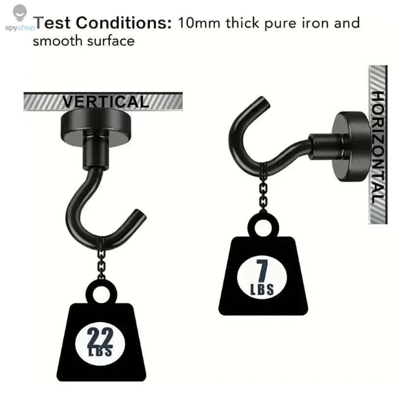 Black Magnetic Hooks – Strong 15 lb Hold for Home, Office, and Garage-6PCs