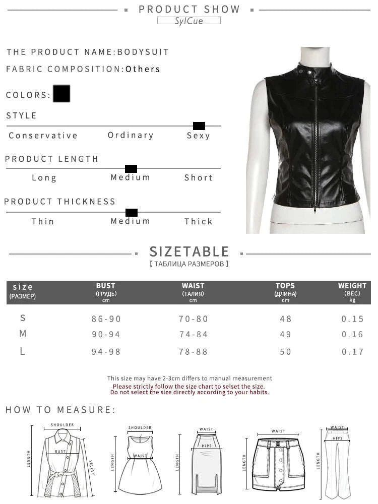 Black Matte Faux Leather Zipper Vest for Women – Sleek Street Style-black / S