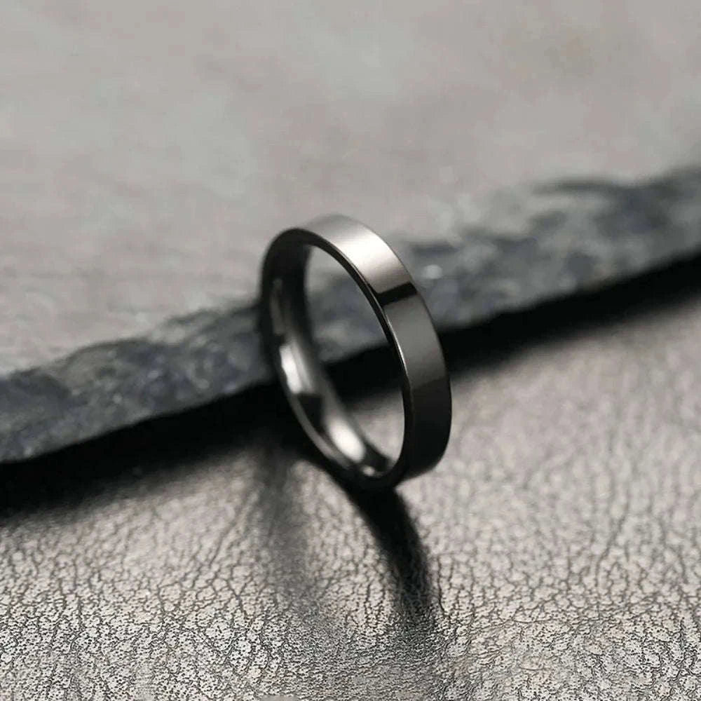Black Matte Stainless Steel Ring for Men and Women-4MM Black / 9
