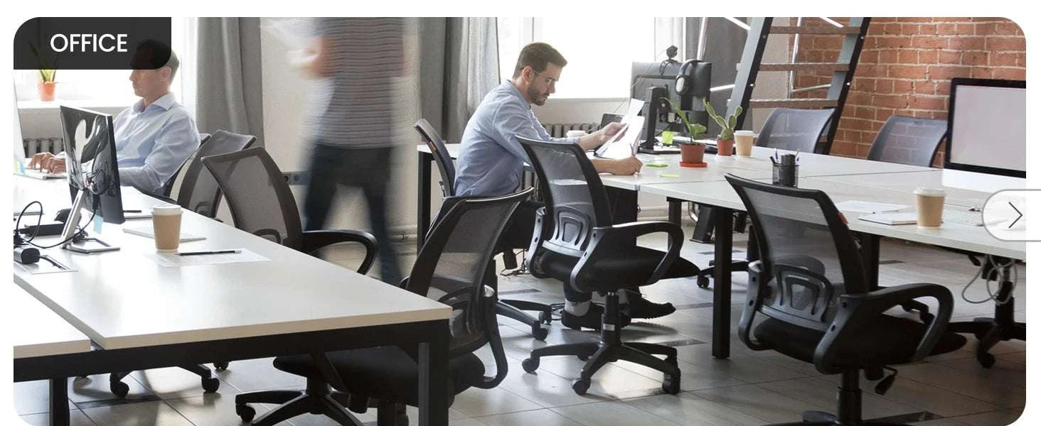 Black Mesh Office Chair with Lumbar Support, Swivel & Adjustable Height-Black / United States