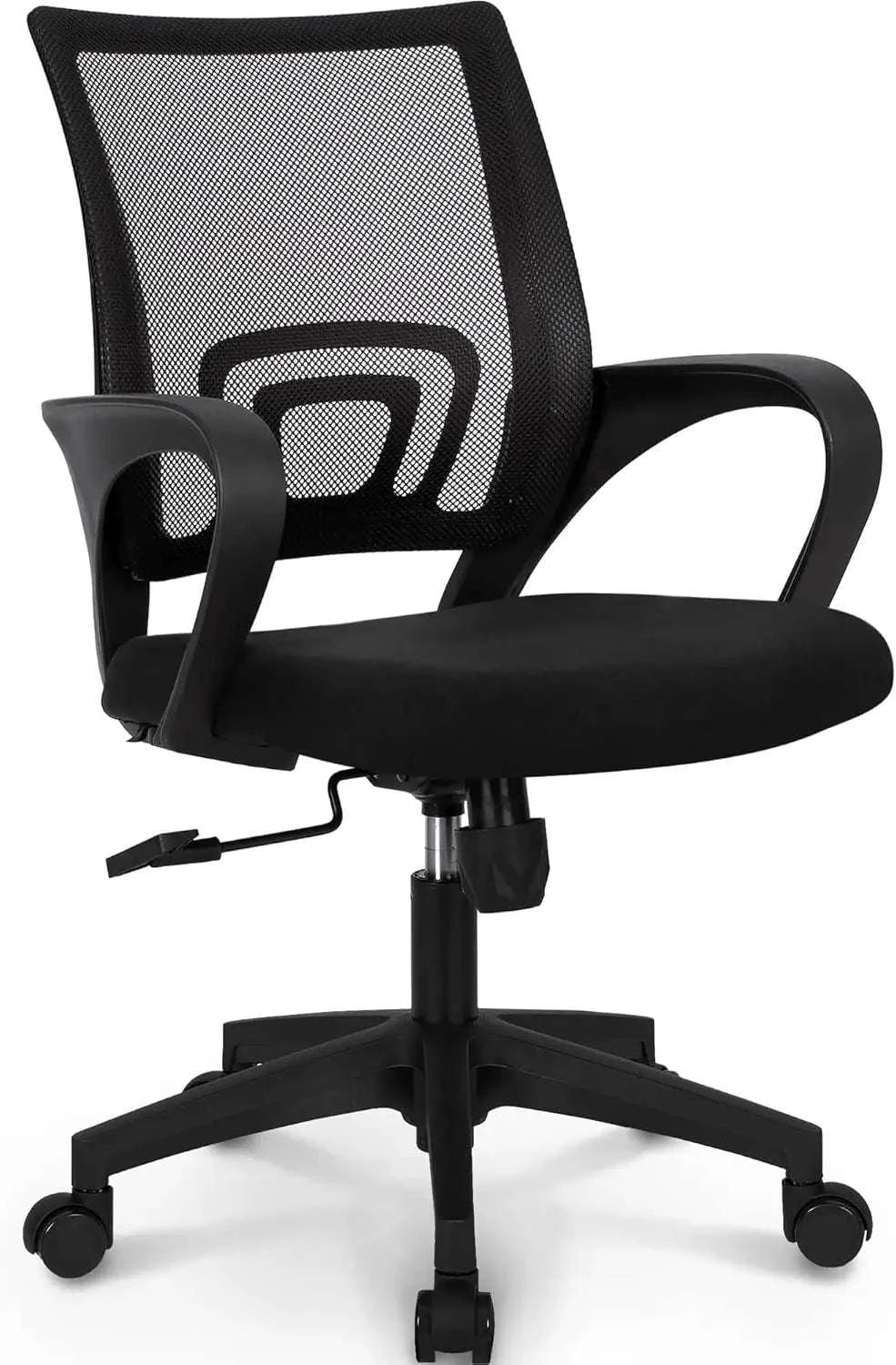 Black Mesh Office Chair with Lumbar Support, Swivel & Adjustable Height-Black / United States