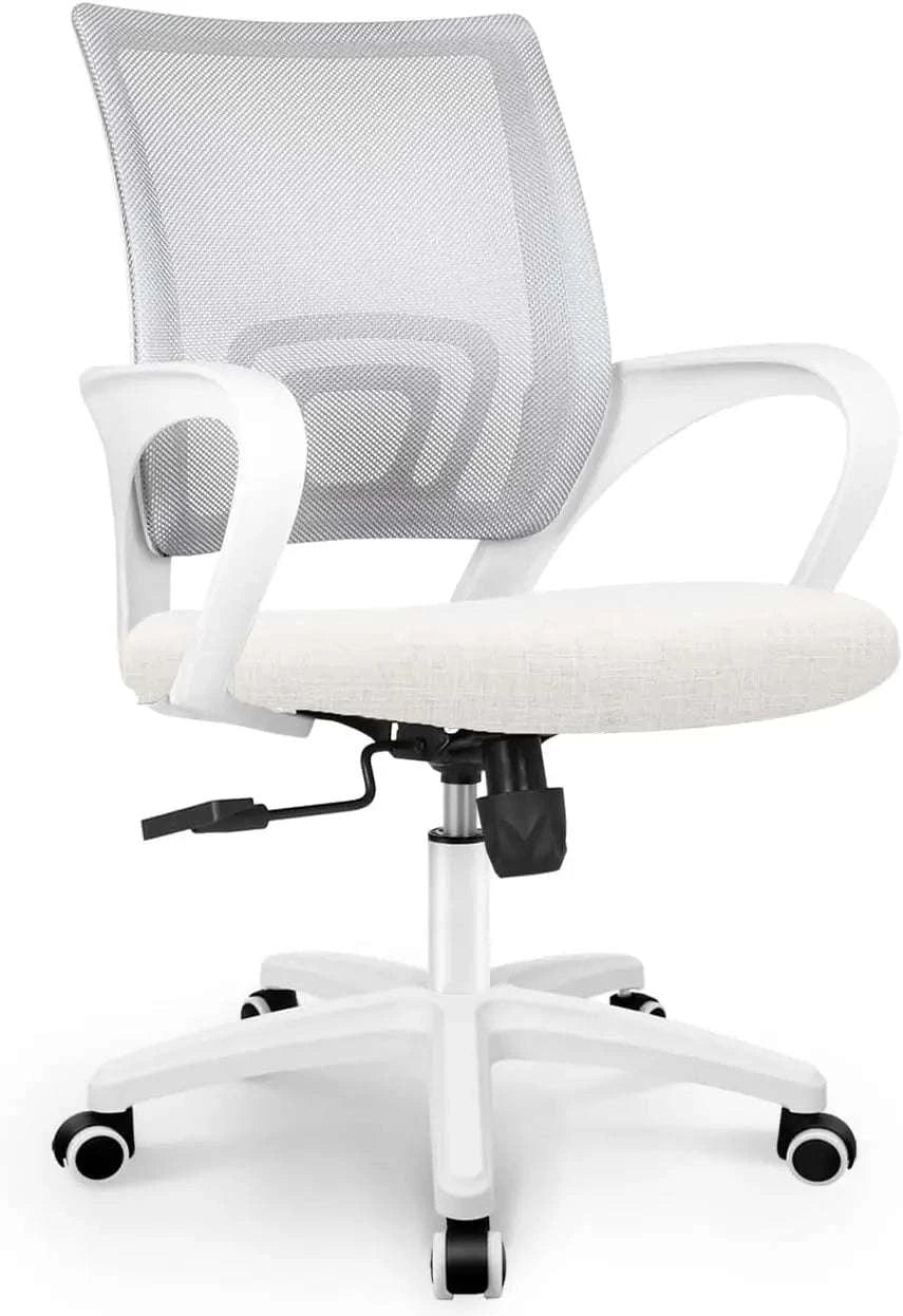Black Mesh Office Chair with Lumbar Support, Swivel & Adjustable Height-Black / United States