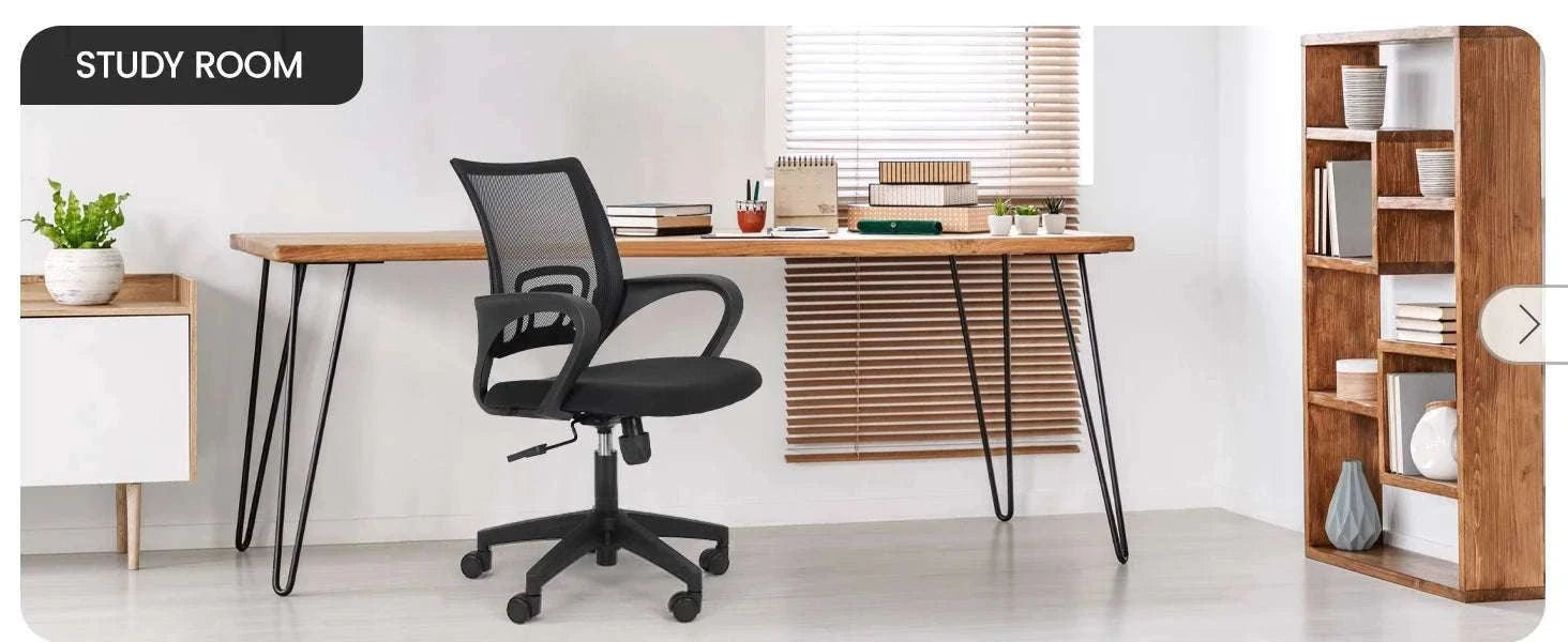 Black Mesh Office Chair with Lumbar Support, Swivel & Adjustable Height-Black / United States