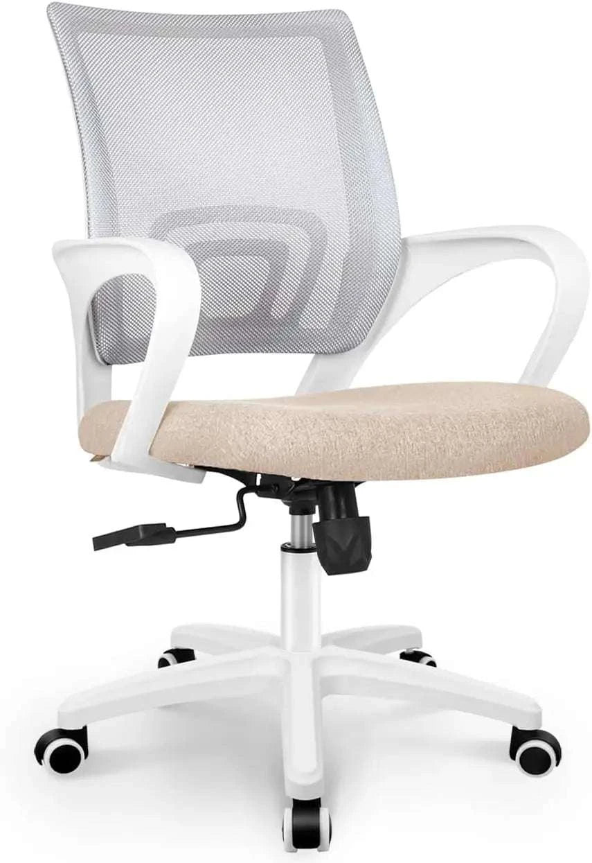 Black Mesh Office Chair with Lumbar Support, Swivel & Adjustable Height-Black / United States