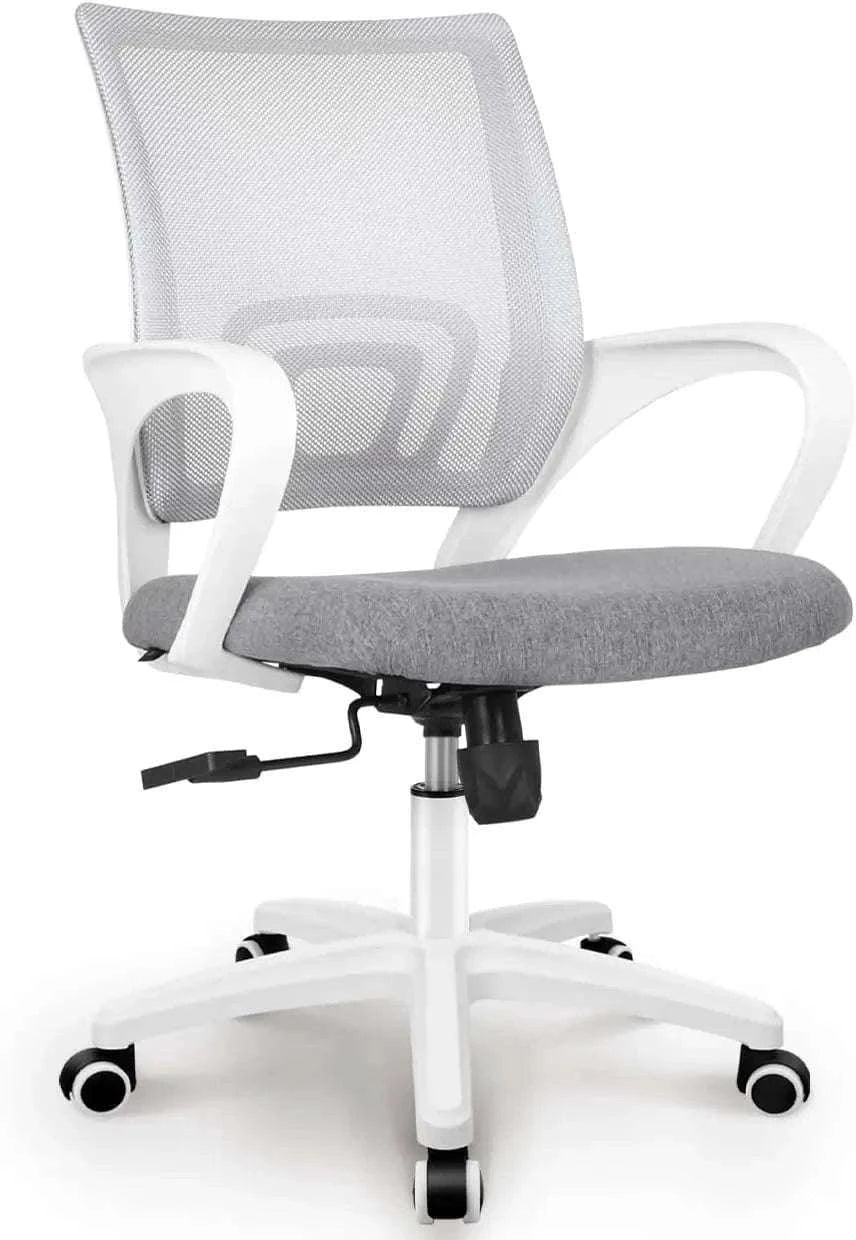 Black Mesh Office Chair with Lumbar Support, Swivel & Adjustable Height-Black / United States