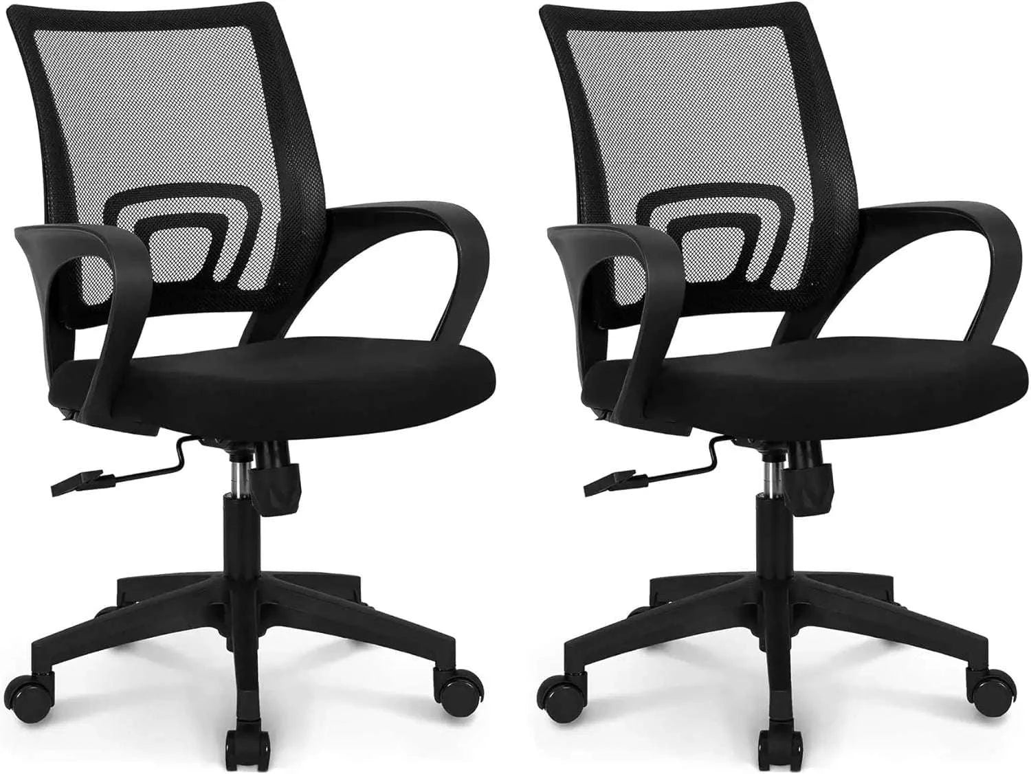 Black Mesh Office Chair with Lumbar Support, Swivel & Adjustable Height-Black / United States