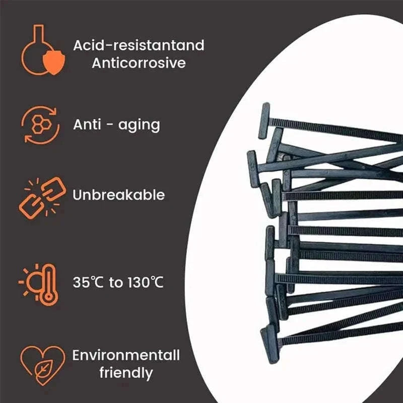 Black Nylon Self-Locking Cable Tie Buckles for Cable Management-10pcs