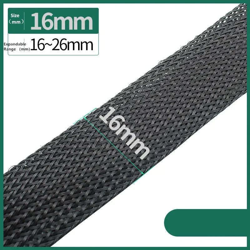 Black PET Braided Sleeving-12MM / 100 Meters