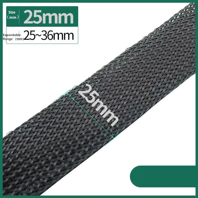 Black PET Braided Sleeving-12MM / 100 Meters