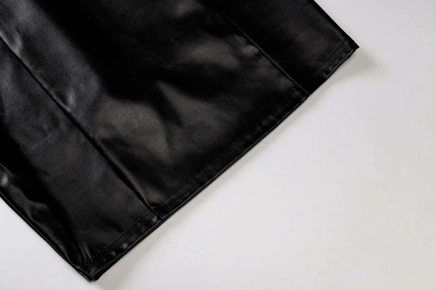 Black PU Leather Strapless Mini Dress-black / L