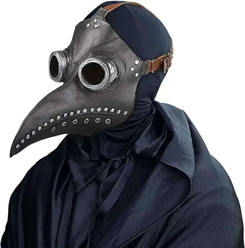 Black Rubber Plague Doctor Mask for Halloween and Cosplay-04