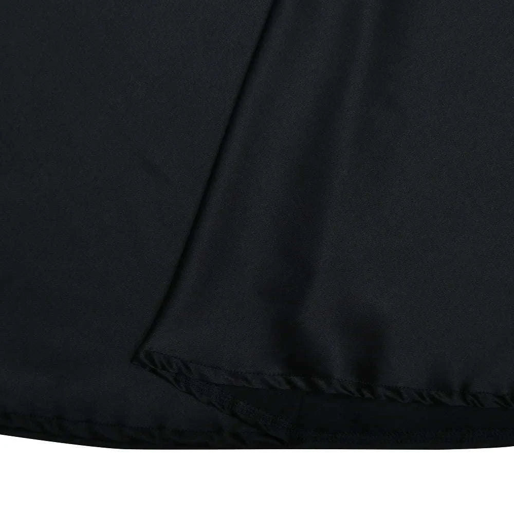 Black Satin Hollow-Out Maxi Dress-Brown Long Sleeve / L