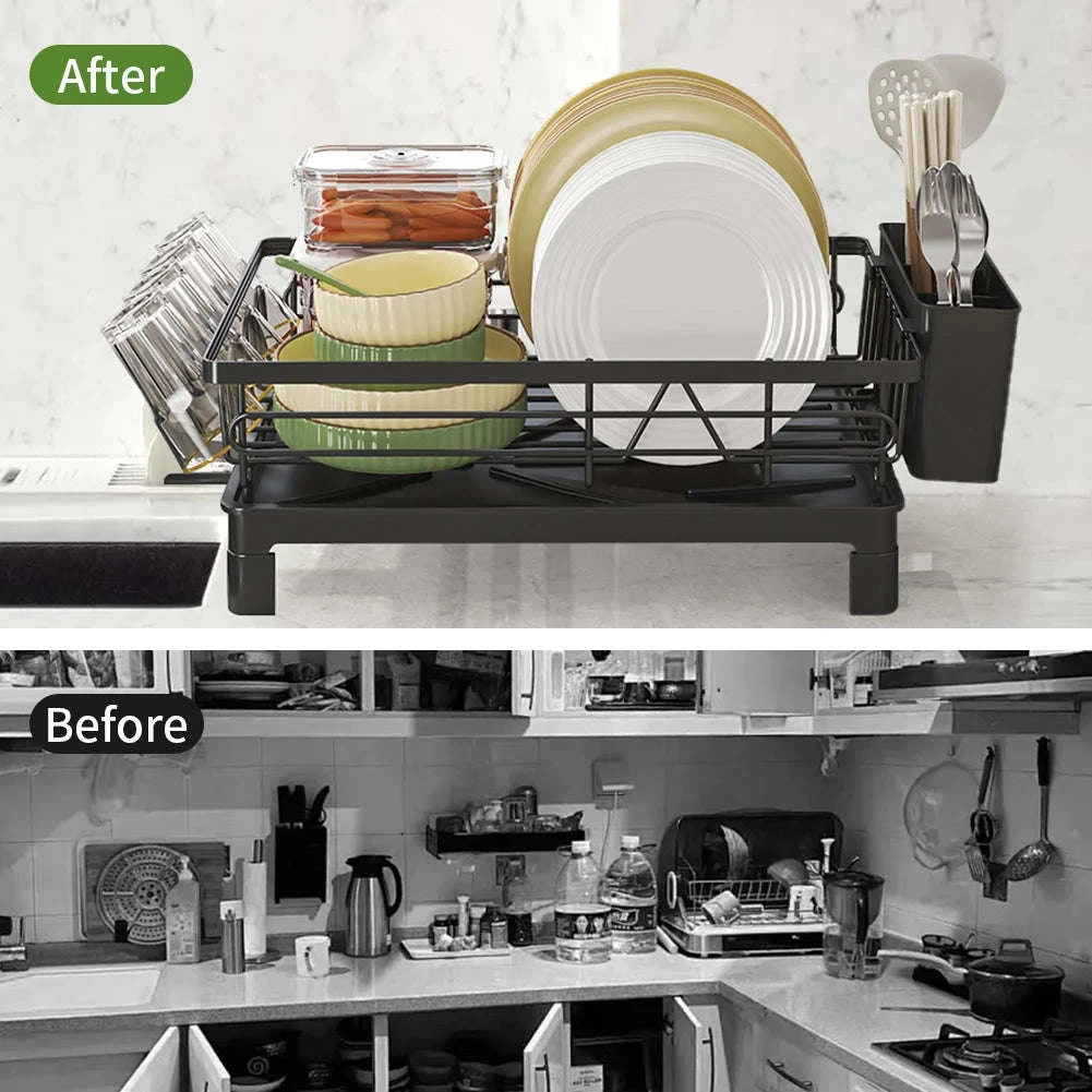 Black Single Layer Dish Rack for Organized Countertops-black / GERMANY / 1-tier