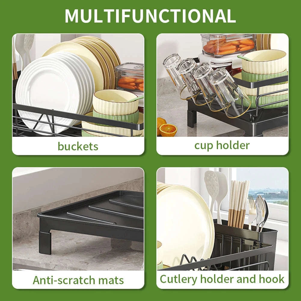 Black Single Layer Dish Rack for Organized Countertops-black / GERMANY / 1-tier