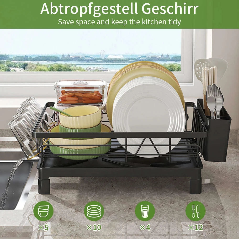 Black Single Layer Dish Rack for Organized Countertops-black / GERMANY / 1-tier