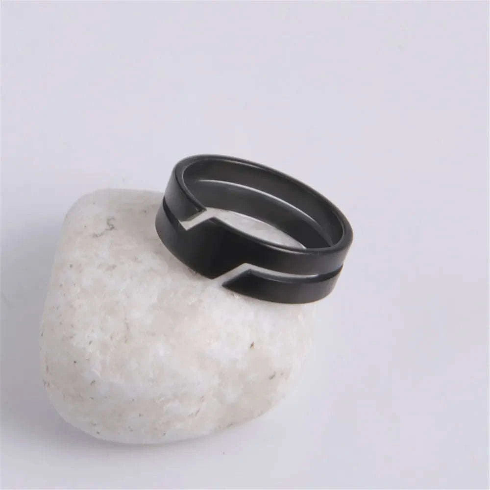 Black Stainless Steel Ring for Men & Women-10 / Black
