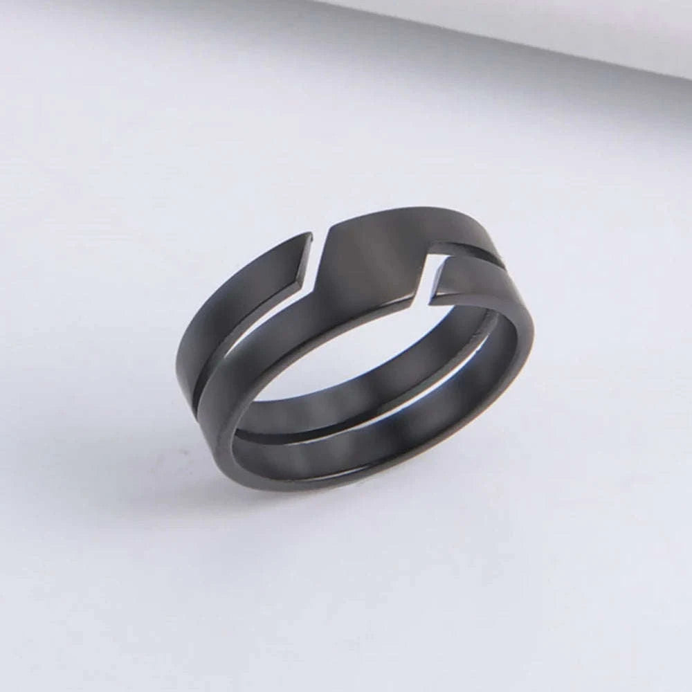 Black Stainless Steel Ring for Men & Women-10 / Black