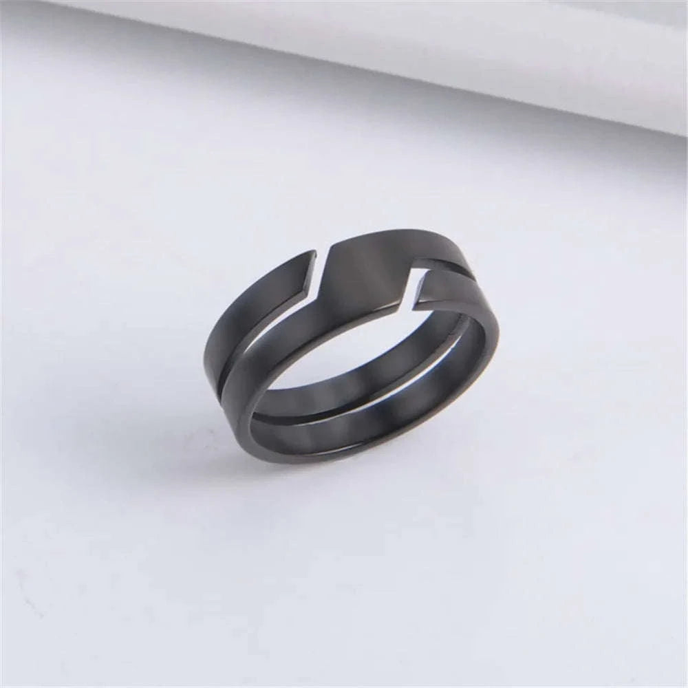 Black Stainless Steel Ring for Men & Women-10 / Black