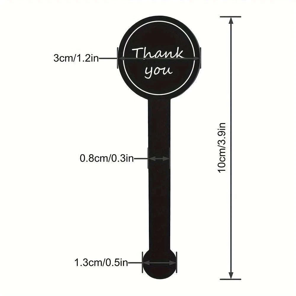Black Thank You Long Sealing Stickers for Gifts & Packaging-100pcs