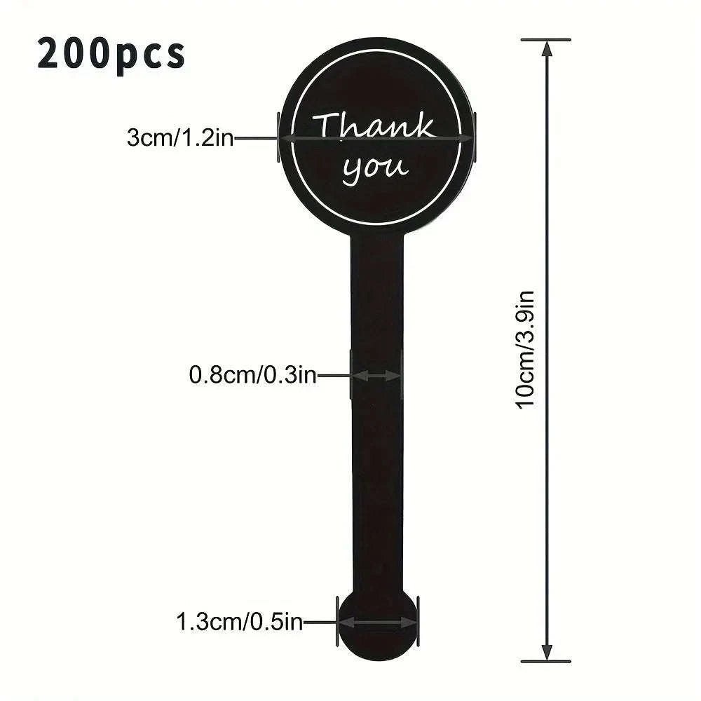 Black Thank You Long Sealing Stickers for Gifts & Packaging-100pcs