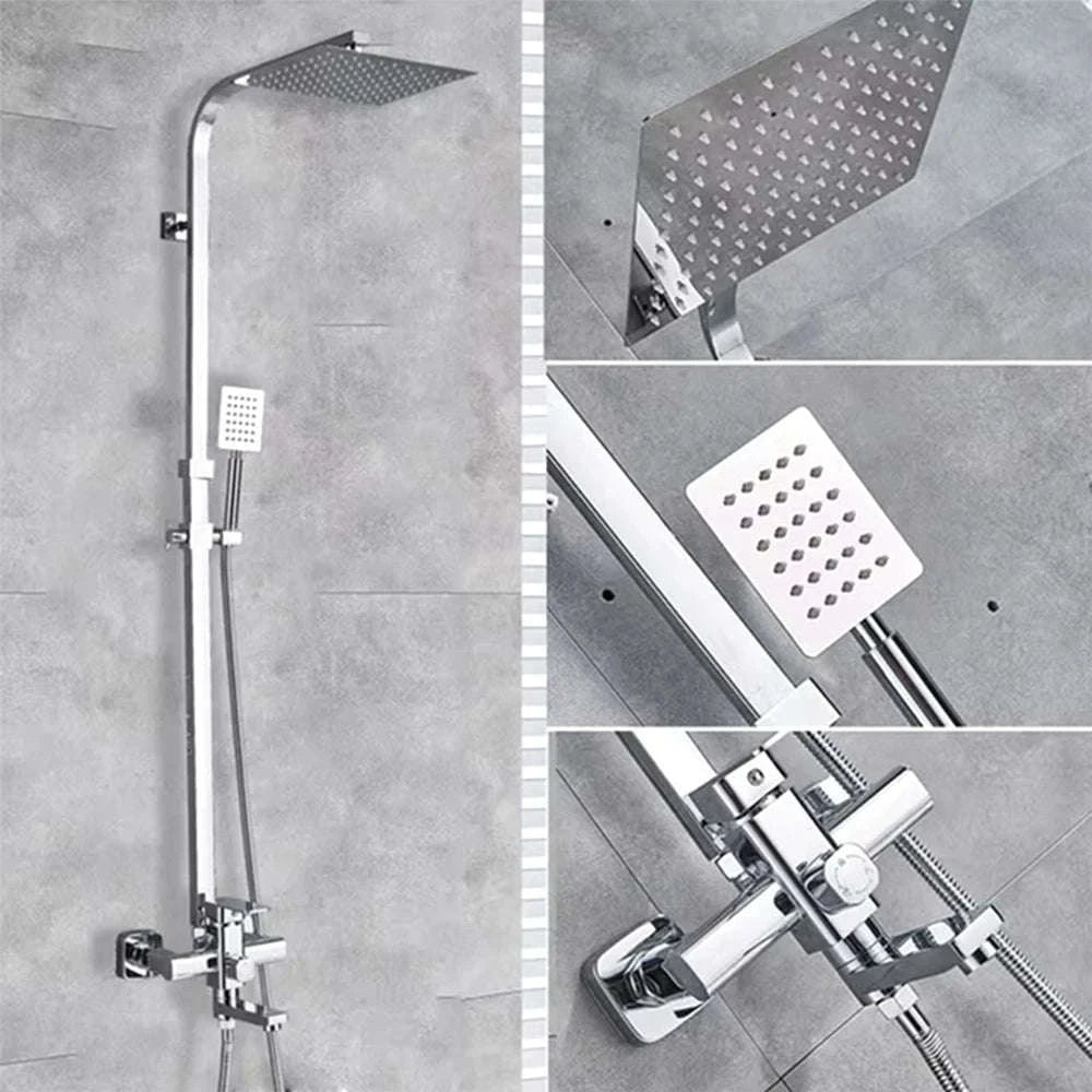 Black Wall Mounted Shower Faucet Set with Swivel Spout-Brushed Nickel / United States