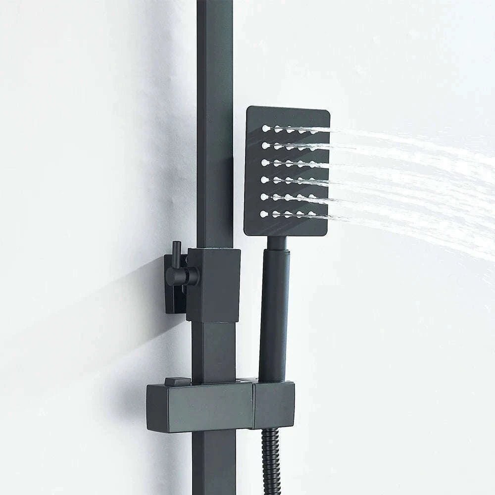 Black Wall Mounted Shower Faucet Set with Swivel Spout-Brushed Nickel / United States
