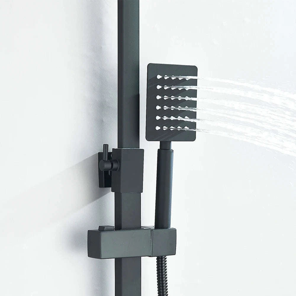 Black Wall Mounted Shower Faucet Set with Swivel Spout-Brushed Nickel / United States