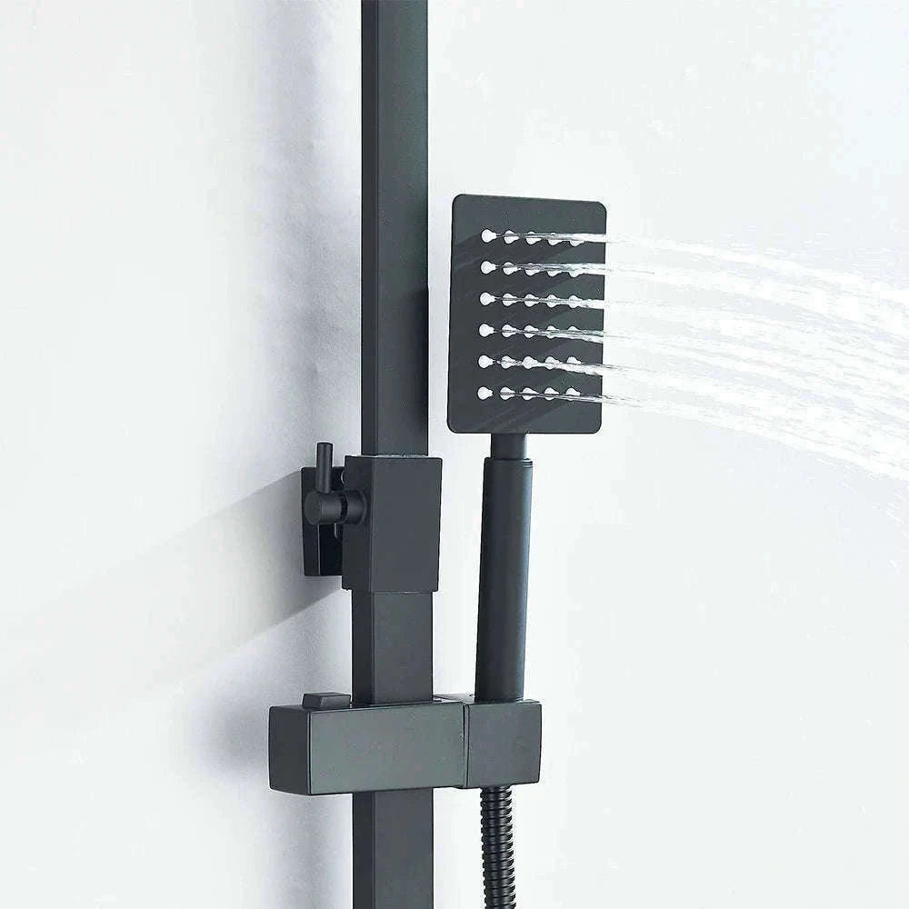 Black Wall Mounted Shower Faucet Set with Swivel Spout-Brushed Nickel / United States