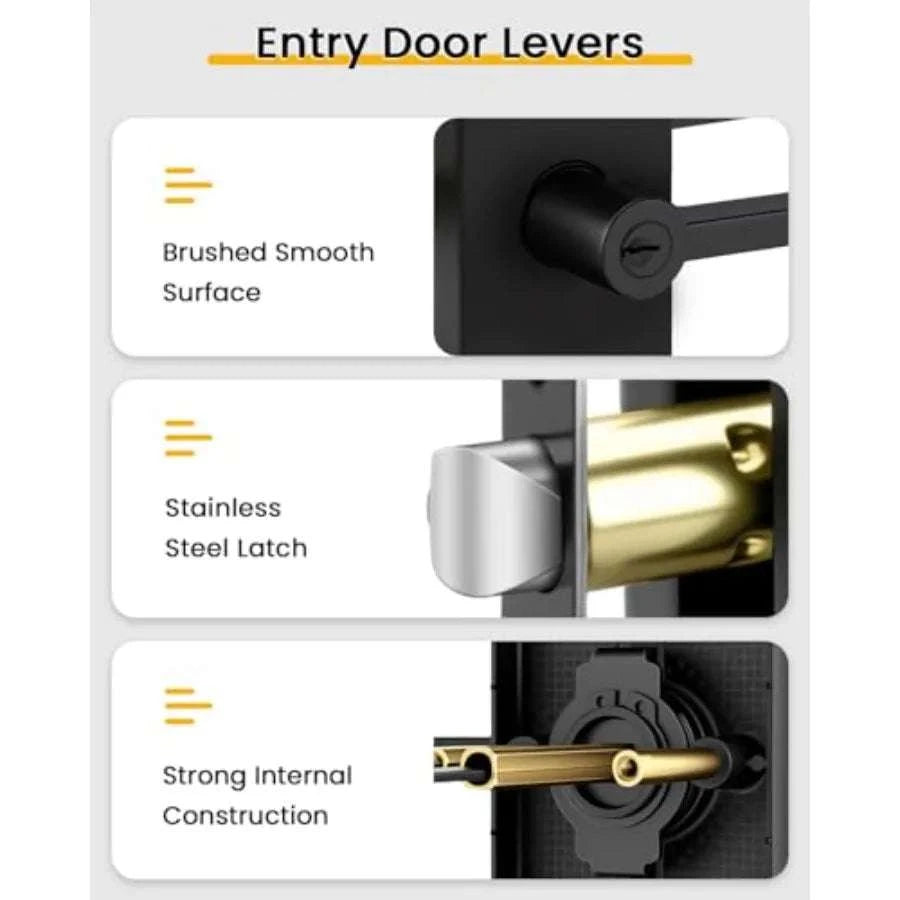 Black Zinc Alloy Door Handle with Keyed Lock for Front Doors-United States / MatteBlack