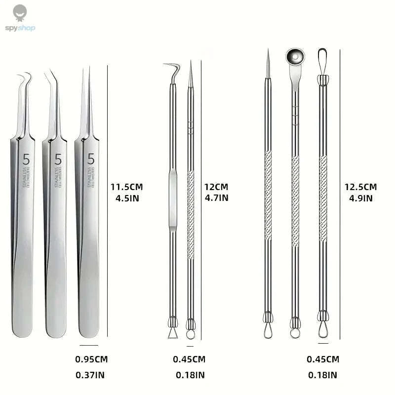 Blackhead Remover Kit – 8-Piece Stainless Steel Acne & Blemish Extraction Set-Silvery 8 pcs
