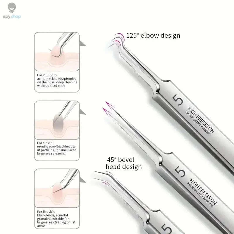 Blackhead Remover Kit – 8-Piece Stainless Steel Acne & Blemish Extraction Set-Silvery 8 pcs