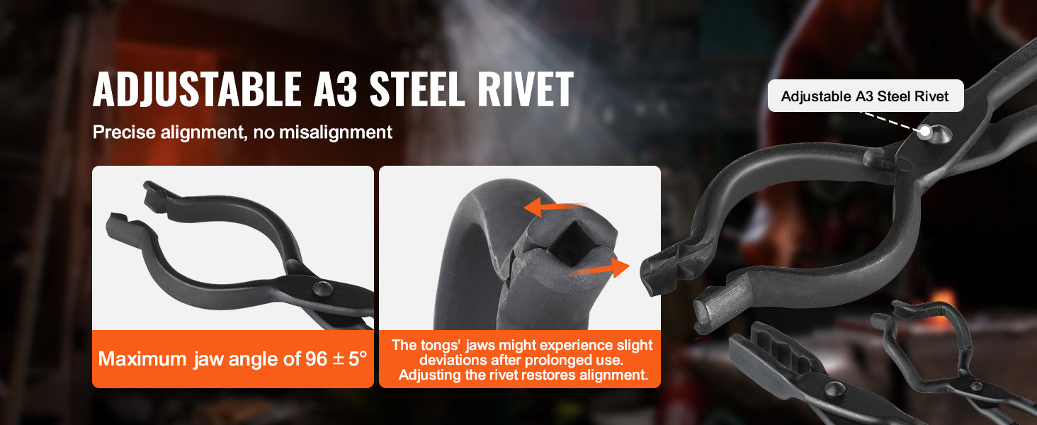 VEVOR Blacksmith Tongs Set – 18-Inch Carbon Steel Forge Tongs