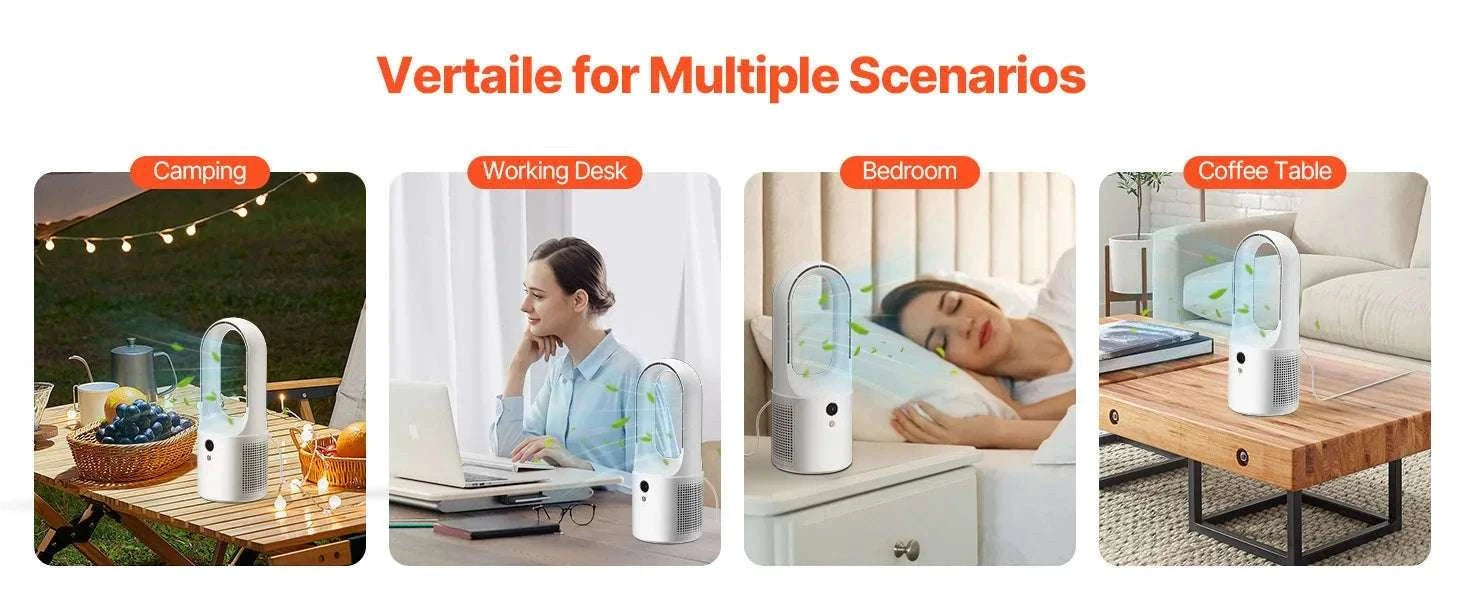 Bladeless Desk Fan with 6 Speeds Quiet 7W Cooling Tower-Without battery / United States