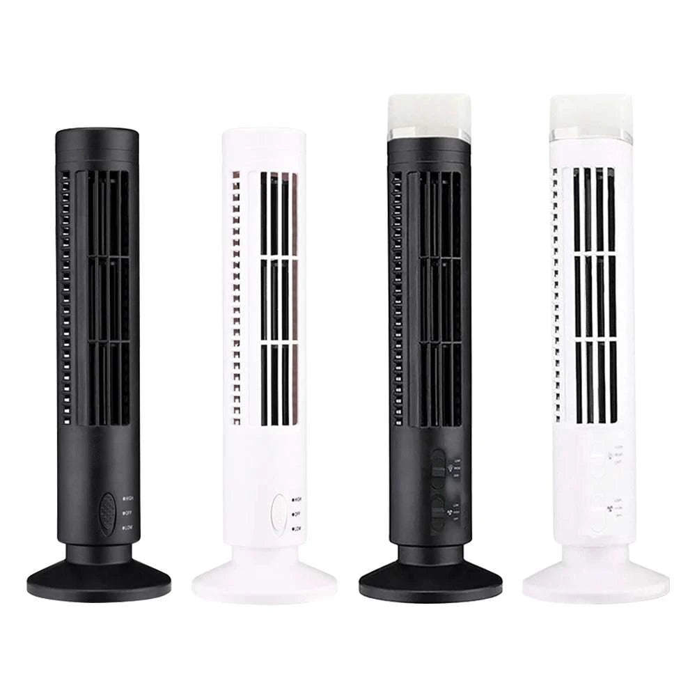 Bladeless LED Tower Fan with USB Power and 90° Oscillation-Black 38x10cm / United States