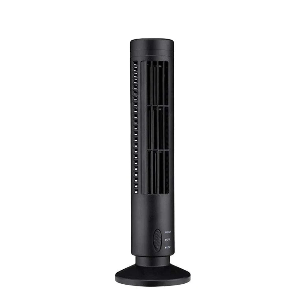 Bladeless LED Tower Fan with USB Power and 90° Oscillation-Black 38x10cm / United States