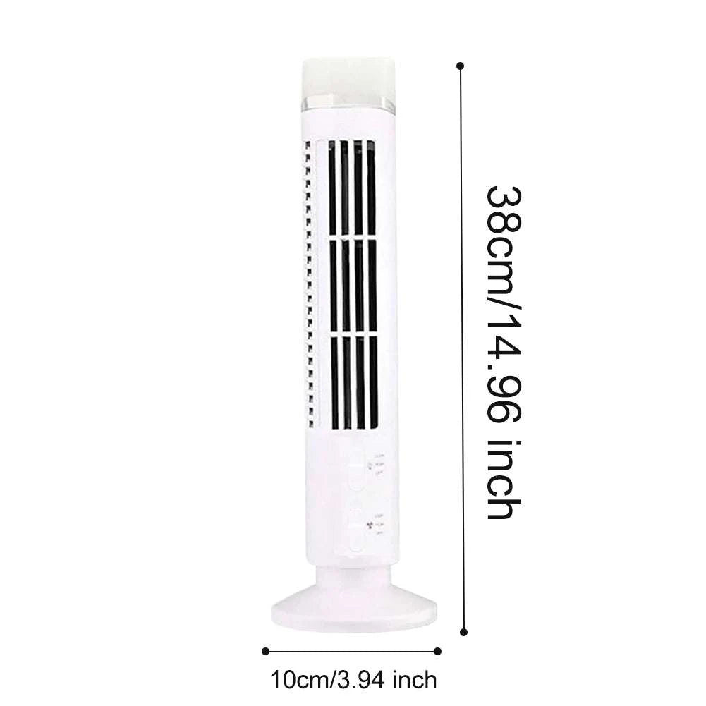 Bladeless LED Tower Fan with USB Power and 90° Oscillation-Black 38x10cm / United States