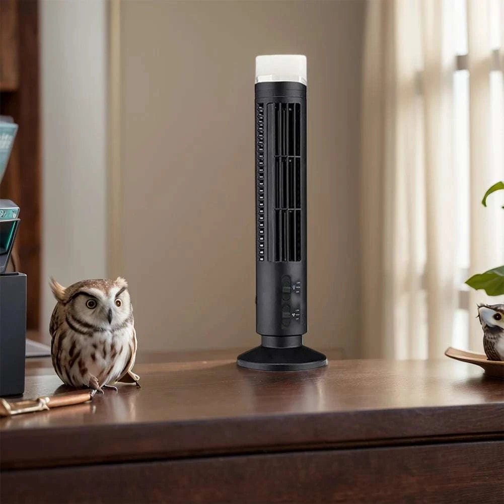 Bladeless LED Tower Fan with USB Power and 90° Oscillation-Black 38x10cm / United States