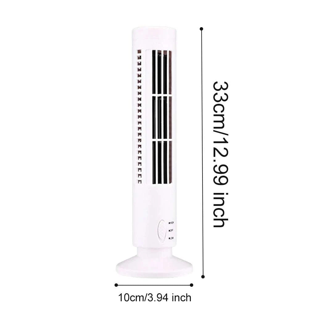 Bladeless LED Tower Fan with USB Power and 90° Oscillation-Black 38x10cm / United States