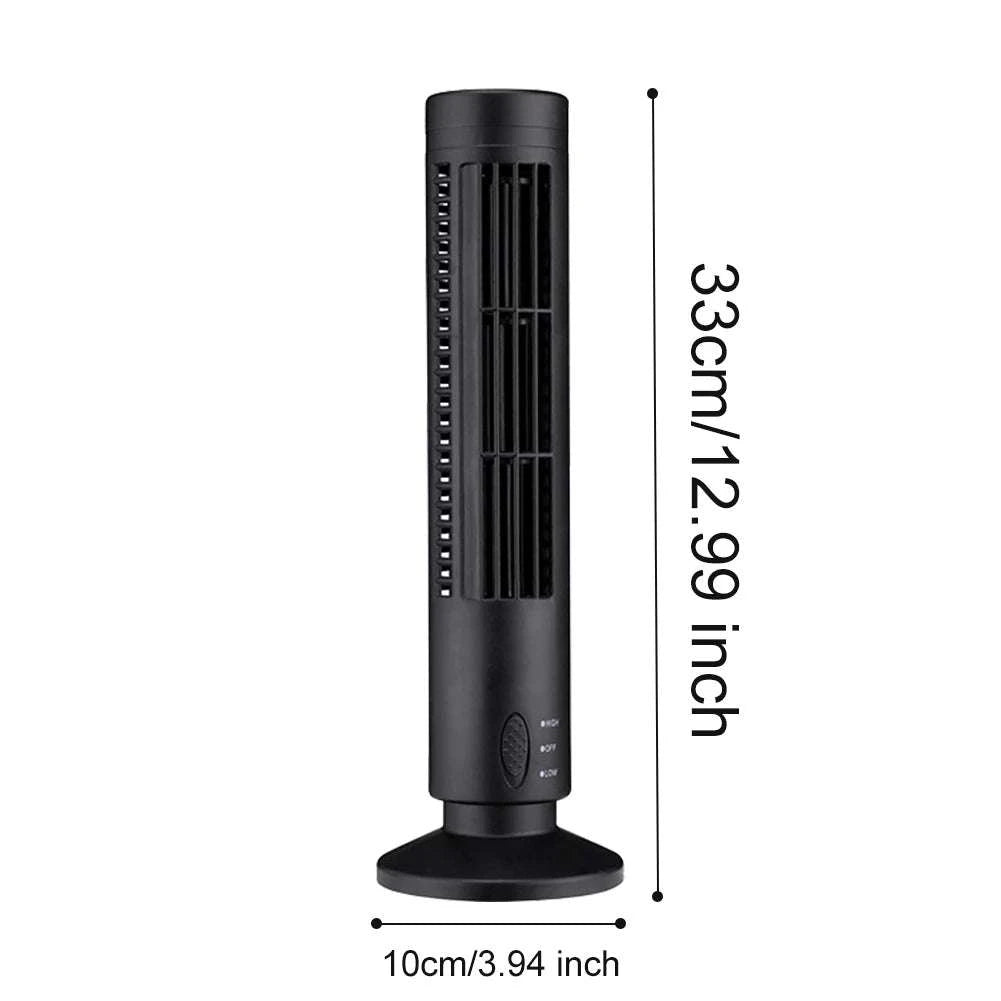 Bladeless LED Tower Fan with USB Power and 90° Oscillation-Black 38x10cm / United States