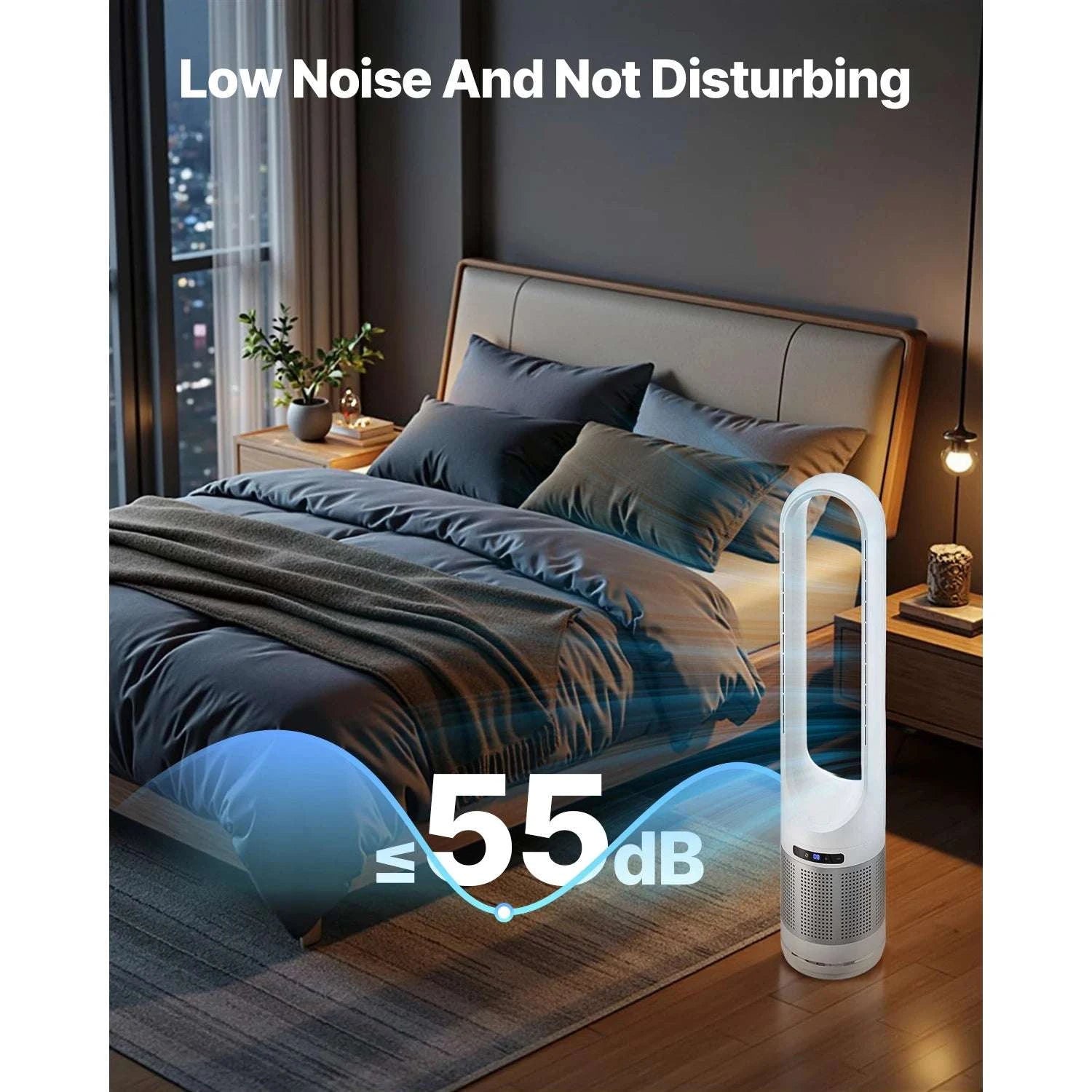 Bladeless Tower Fan with 8 Speeds, HEPA Purifier & Remote-34 inch / United States