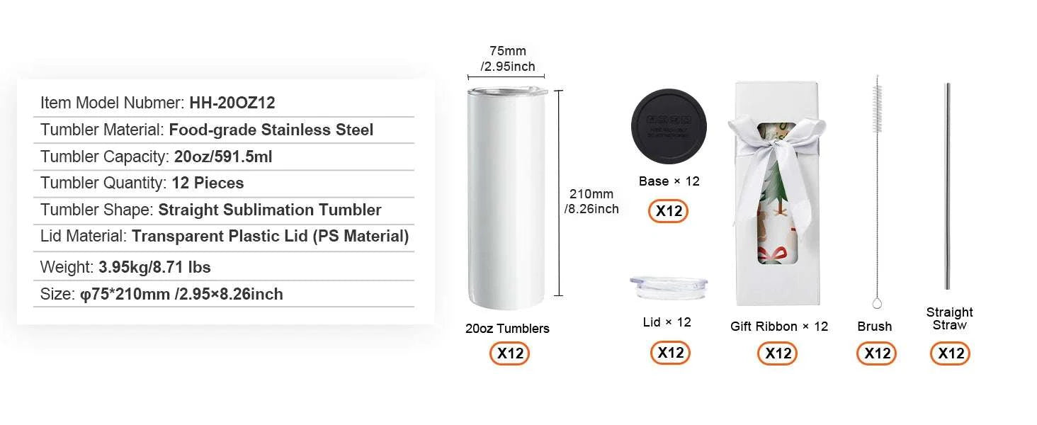 Blank Sublimation Tumblers Bulk 20oz & 30oz Stainless Steel Cups-8PCs 20oz / france / 501-600ml