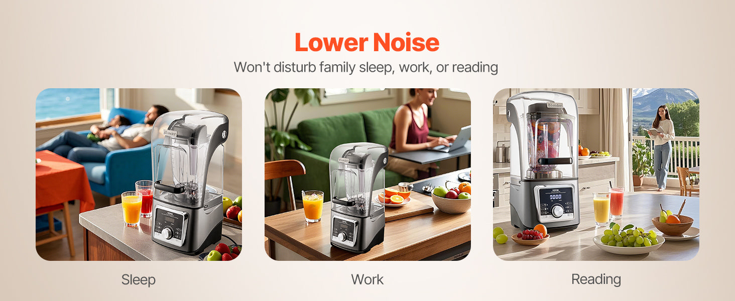 1400W High-Speed Blender with Noise Cover 2.5L/3.5L Capacity
