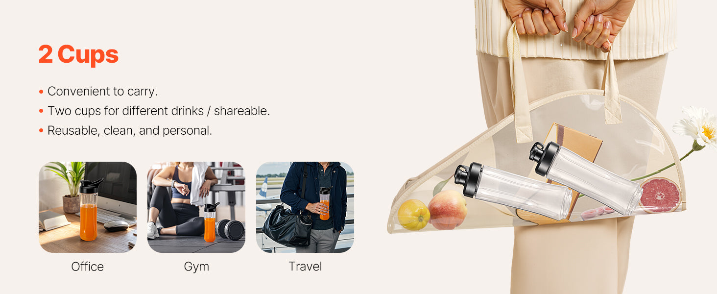 1400W High-Speed Blender 61oz with To-Go Cups & Multi-Function Use