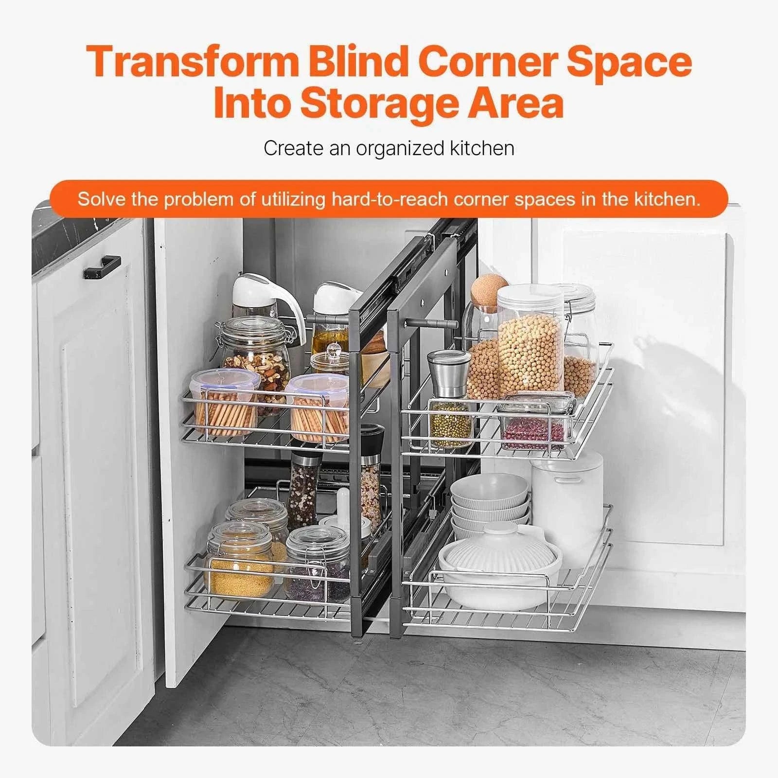 Blind Corner Pull Out Organizer with 4 Shelf Storage Baskets-2 layers / Germany